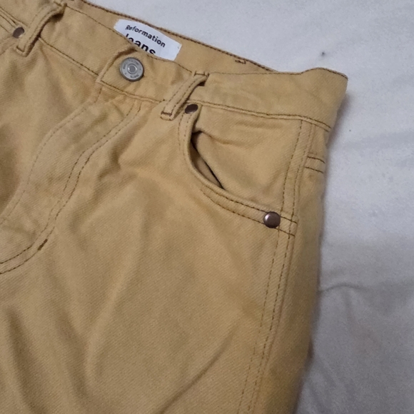Reformation Cowboy High-Rise Straight Jeans – Mustard Yellow – Sustainable Denim - Picture 5 of 11